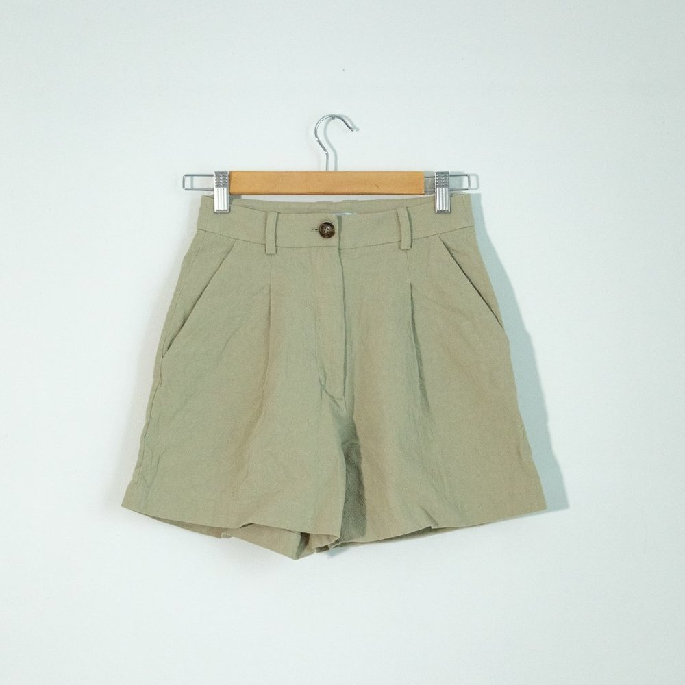&OS High Waisted Linen-Blend Shorts
